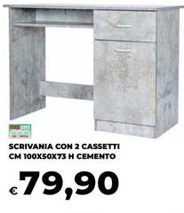 Scrivania Con 2 Cassetti Cm 100x50x73 H Cemento
