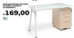 Record - Scrivania  Con Piano In Vetro 3 Cassetti
