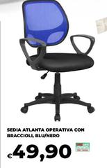 Sedia Atlanta Operativa Con Braccioli, Blu/Nero