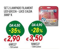 Luce - Set 2 Lampade Filament Led Goccia -  Calda
