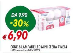 Omega - Conf. 8 Lampade Led Mini Sfera 7we14