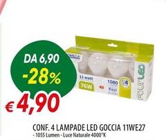 Omega - Conf. 4 Lampade Led Goccia 11we27
