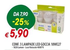 Luce - Conf. 3 Lampade Led Goccia 18we27