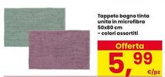 Tappeto Bagno Tinta Unita In Microfibra 50x80 Cm