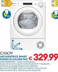 Candy - Asciugatrice Smart Pompa Di Calore 9 Kg