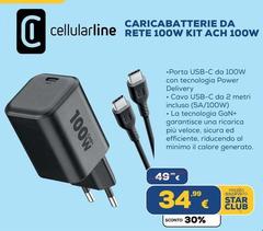 Cellularline - Caricabatterie Da Rete 100w Kit Ach 100w