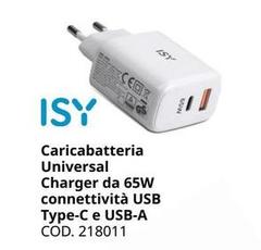 Caricabatteria Universal Charger Da 65w Connettività Usb Type-c E Usb-a