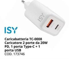 Caricabatteria TC-0008 Caricatore 2 Porte Da 20W Pd, 1 Porta Type-C + 1 Porta Usb