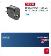 Sbs -  Caricabatterie Da Rete, 1x Usb