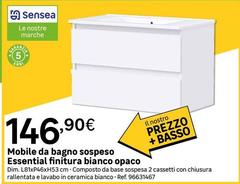 Sensea - Mobile Da Bagno Sospeso Essential Finitura Bianco Opaco