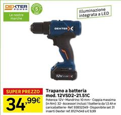 Dexter - Trapano A Batteria Mod. 12VSD2-21.51C