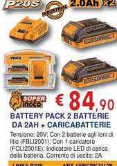 Battery Pack 2 Batterie Da 2ah + Caricabatterie