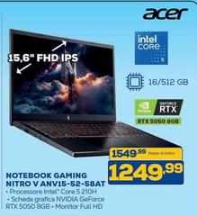 Acer - Notebook Gaming Nitro V Anv15-52-58at