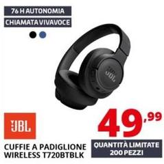 Jbl - Cuffie A Padiglione Wireless T720BTBLK