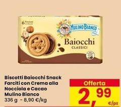 Mulino Bianco - Biscotti Baiocchi Snack Farciti Con Crema Alla Nocciola E Cacao