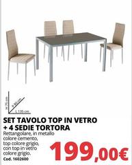 Tortora - Set Tavolo Top In Vetro +4 Sedie