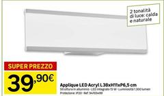 Applique Led Acryl L38xH11xP6,5 Cm