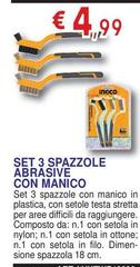 Setola - Set 3 Spazzole Abrasive Con Manico