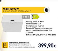 Whirlpool - W3RHS19CW Congelatore Orizzontale