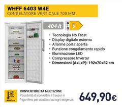 Whirlpool - WHFF 6403 W4E Congelatore Verticale 700 MM