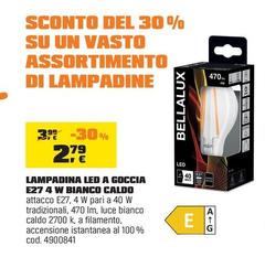 Bellalux - Lampadina Led A Goccia E27 4 W Bianco Caldo