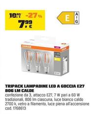 Osram - Tripack Lampadine Led A Goccia E27 806 LM Calde
