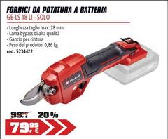 Einhell - Forbici Da Potatura A Batteria GE-LS 18 LI-SOLO