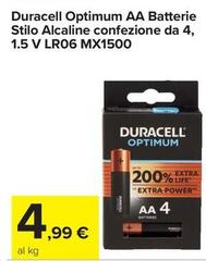Duracell -  Optimum AA Batterie Stilo Alcaline Confezione Da 4, 1.5 V LR06 MX1500
