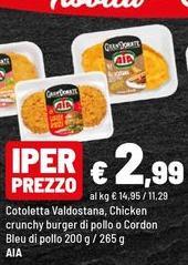 Aia - Cotoletta Valdostana, Chicken Crunchy Burger Di Pollo O Cordon Bleu Di Pollo