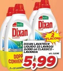 Dixan - Lavatrice Liquido 22 Lavaggi 2x990 Ml Classico-Lavanda