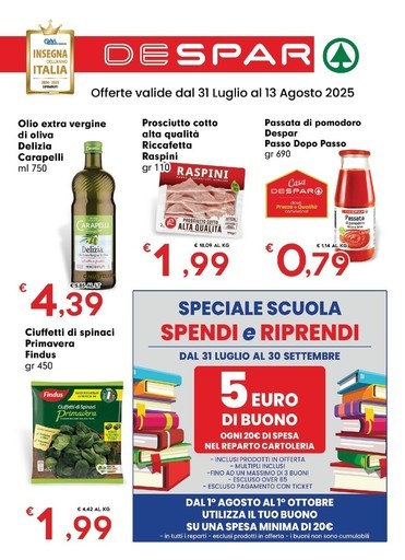Despar - Offerte valide dal 31 Luglio al 13 Agosto 2025