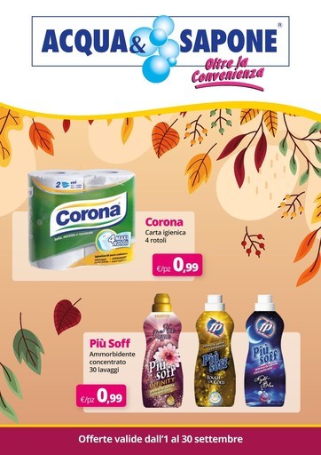 Acqua e Sapone - Offerte valide dall’1 al 30 settembre