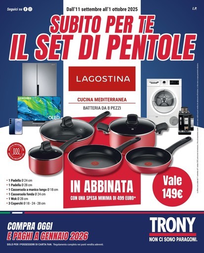 Trony - Subito per te e il set di pentole