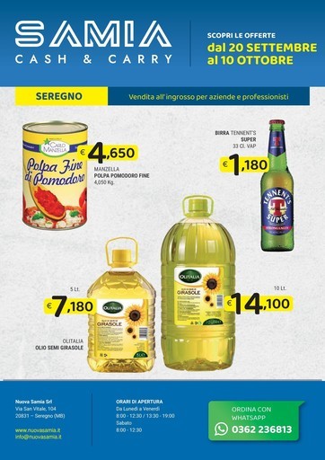 Samia Cash and Carry - Dal 20 SETTEMBRE al 10 OTTOBRE
