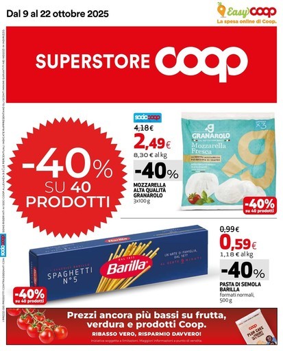 Coop Alleanza Superstore - 40% su 40 prodotti