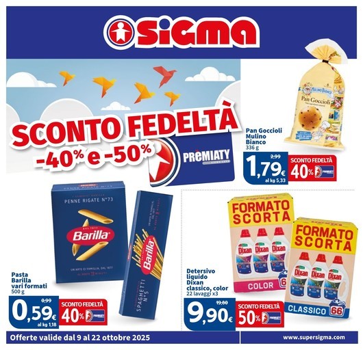 Sigma - Sconto fedeltà -40% e -50%, Sigma