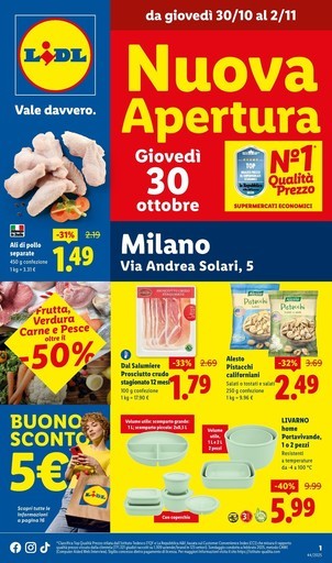 Lidl - Nuova Apertura Giovedì 30 ottobre