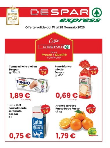 Despar Express - Offerte valide dal 15 al 28 gennaio 2026