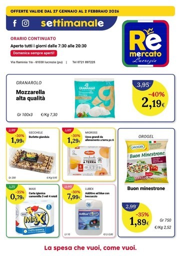 Re Mercato Lucrezia - Offerte valide dal 27 gennaio al 2 febbraio 2026