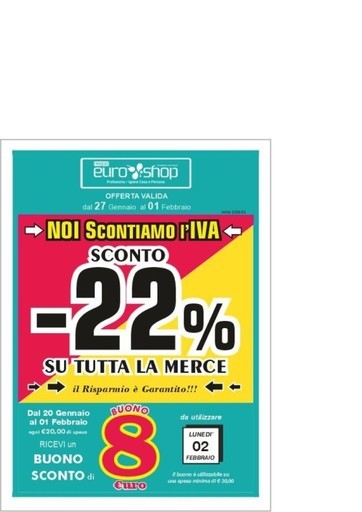 Euro Shop - Sconto -22% su tutta la merce