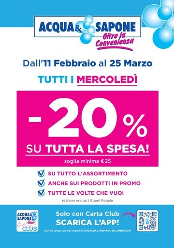 Acqua e Sapone - -20% su tutta la spesa!