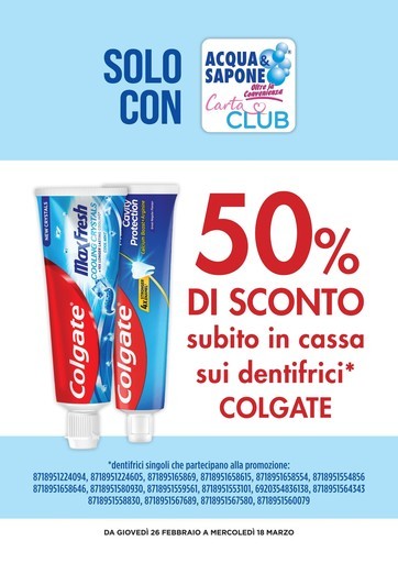 Acqua e Sapone - 50% di sconto