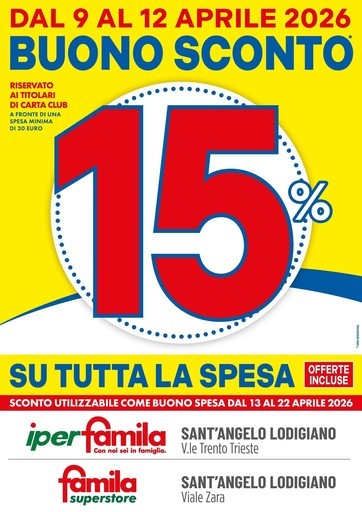 Famila Superstore - BUONO SCONTO 15% su tutta la spesa!