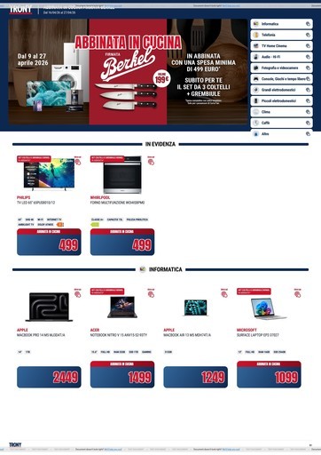 Trony - TRONY - VOLANTINO - Informatica TV Telefonia e Elettrodomestici online