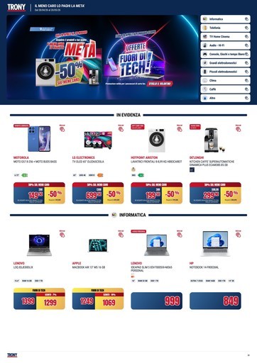 Trony - TRONY - VOLANTINO - Informatica TV Telefonia e Elettrodomestici online