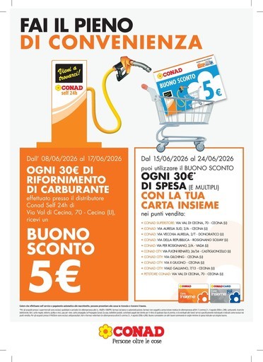Conad - BUONO SCONTO 5€ DISTRIBUTORE CECINA