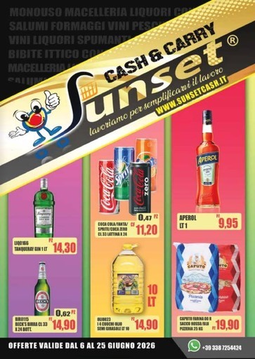 Sunset Cash&Carry - Offerte valide dal 6 al 25 giugno 2026
