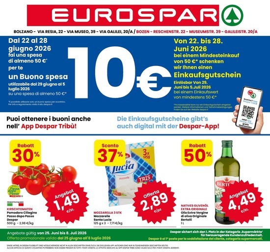 Eurospar - Offerta promozionale dal 25 giugno all 8 luglio 2026