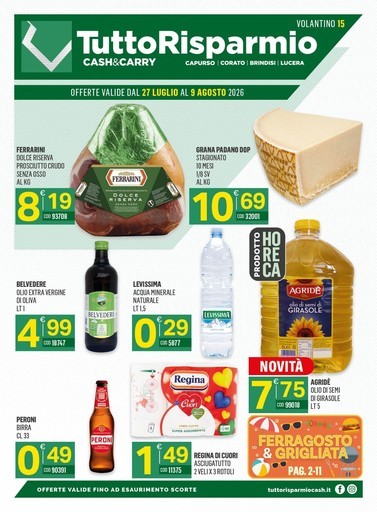 Tutto Risparmio Cash&Carry - Offerte valide dal 27 Luglio al 9 Agosto 2026