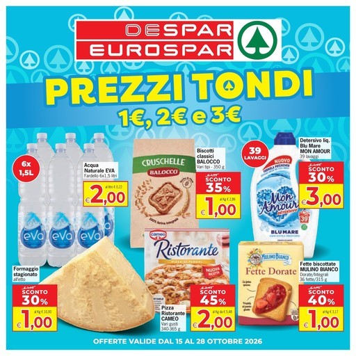 Despar - Prezzi tondi 1 euro, 2 euro e 3 euro